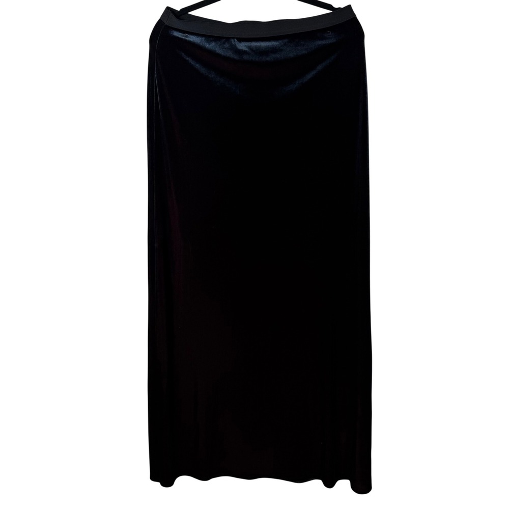 Laundry by Shelli Segal Maxi Skirt Women Size L Burgundy Velvet Elastic Waist